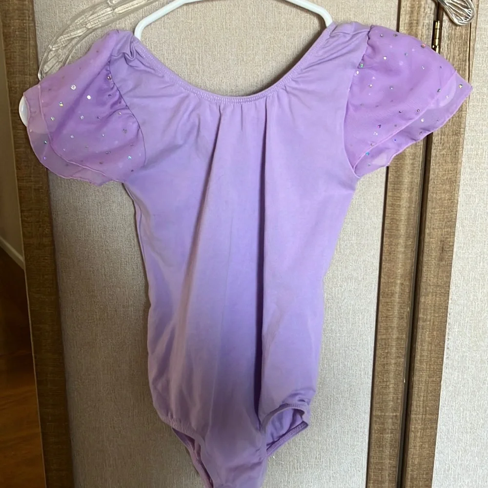 FINAL MARKDOWN Purple Leotard with Sheer Sleeves size 140 8-10 years